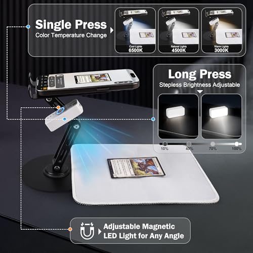 MTG & TCG Card Scanner Stand with Magnetic LED Light – Foldable Phone Holder for Quick Scanning