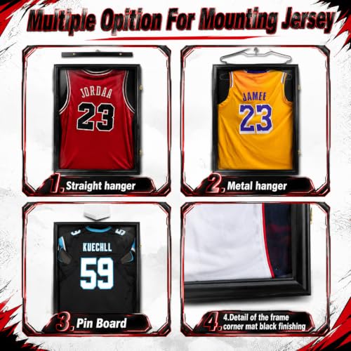 Large Lockable Jersey Display Case with UV Protection - Black