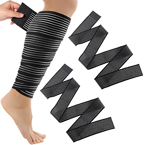 Adjustable Compression Leg Wraps - 71 Inch Calf Bandage (2 Pack)