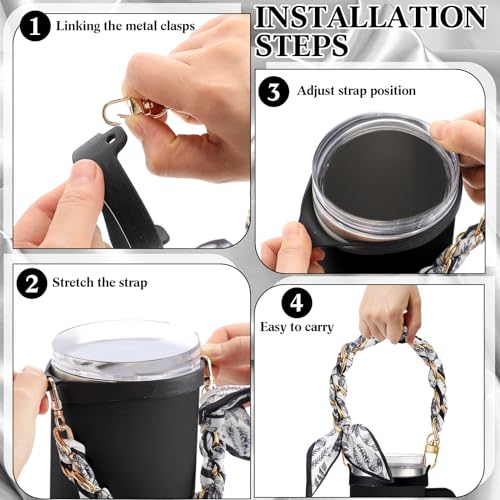 Silicone Water Bottle Carrier Handle with Decorative Scarf Strap