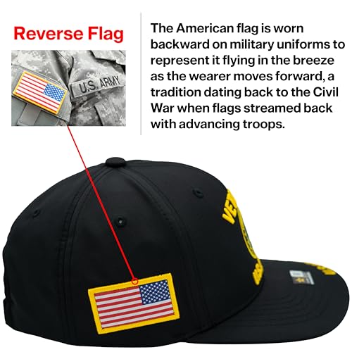 Black One Size Army Veteran Baseball Cap with Official Seal Patch - Men’s Gift