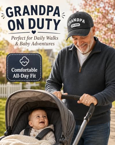 Grandpa Est 2026 Baseball Cap - Adjustable Washed Cotton - Black