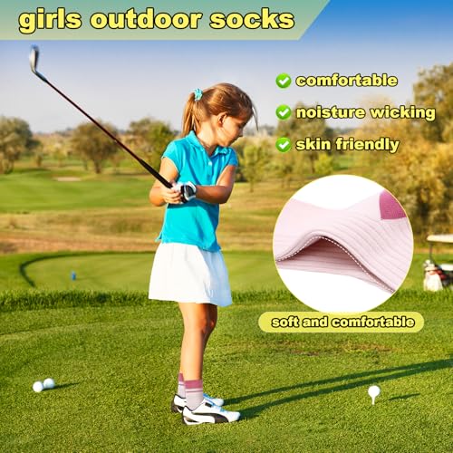 5-Pack Girls Crew Socks - Cotton Soft School Uniform Socks, 9-12 Years