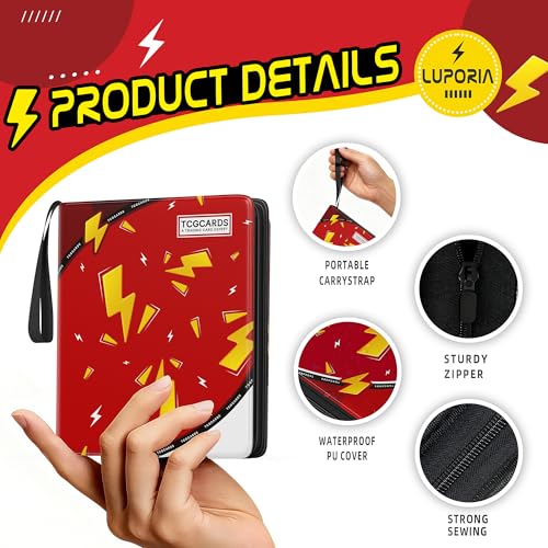 Luporia Red 400-Capacity 3-Ring Trading Card Binder with 50 Removable Sleeves