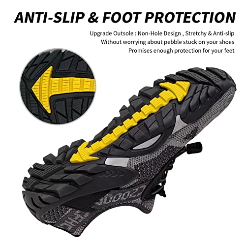 SOBASO Water Shoes Women Men Quick Dry Aqua Shoes for Water Sports Hiking Travel - Gray, Size 11 Women / 9.5 Men