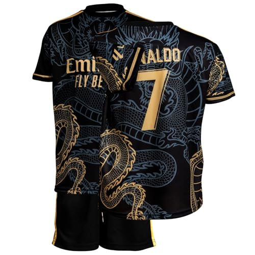 Kids Soccer Jersey Kit with Shorts - Special Dragon Edition, Black, 164 (10-11 Years) - PURESTOF