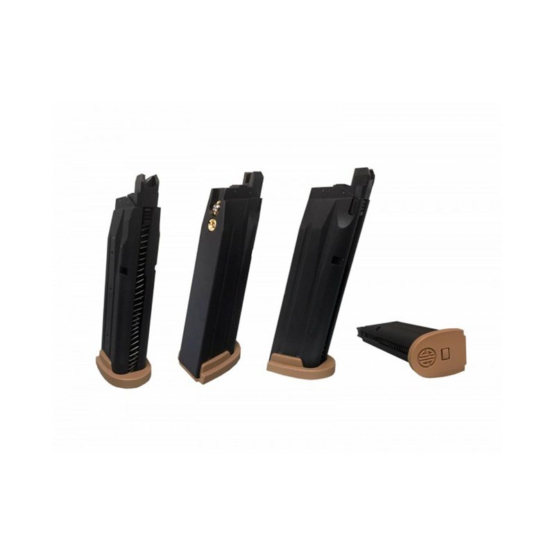 Sig Sauer ProForce Replacement 21-Round Airsoft Magazine Compatible with P320 M18 Air Guns | Green Gas Housing/Tan Plate (AMPF-M18GG)