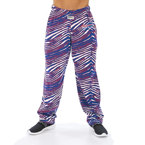 Buffalo Bills Track Pants - Zubaz Mens Zebra Logo - Large