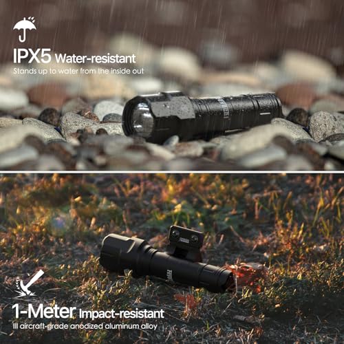 Feyachi Rifle Light with MLOCK Mount - WL65 1200 High Lumens Tactical AR Flashlight Weatherproof Rail Mounted Airsoft Flash Light with Remote Pressure Switch, 3 Modes - High/Low/Strobe