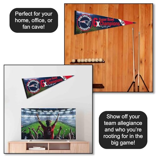 New England Patriots 6-Time Champions Pennant Banner Flag