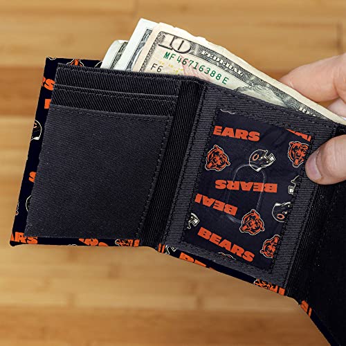 Chicago Bears NFL Canvas Trifold Wallet - Genuine Leather
