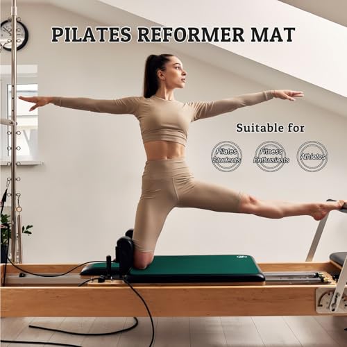 Non-Slip Pilates Reformer Mat Towel - Dark Green, 39 x 24 Inch