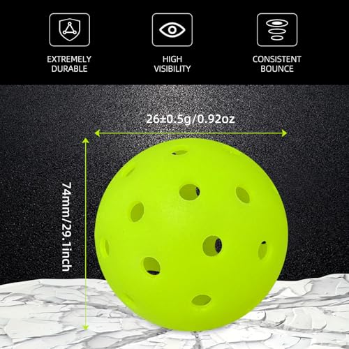 High Bounce Pickleball Balls - 3PC, Crack-Resistant, 40 Holes