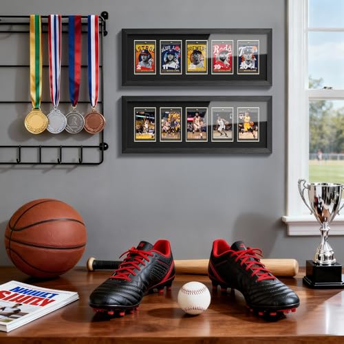 efunny 5-Pack Black Magnetic Card Display Frames with UV Protection for Trading Cards