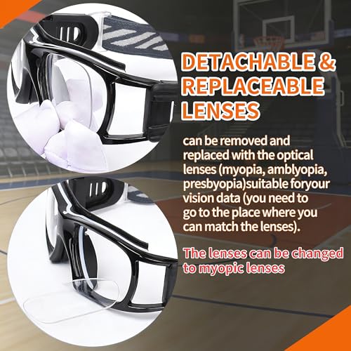 Sport Glasses for Men & Women - Anti-Fog Shock-Resistant Goggles - Black Frame & Pad