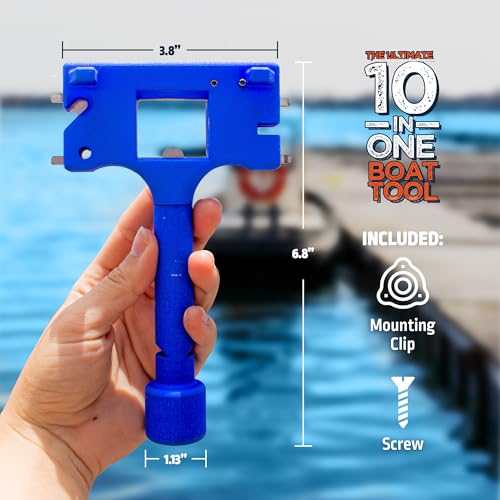Boat Gadget 10-in-1 Marine Tool with Gas Cap Key & Line Cutter - Blue, 1 Pack