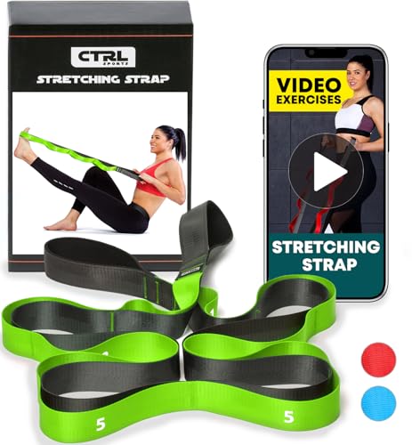 Non-Elastic Yoga Stretching Strap with 12 Loops - Green