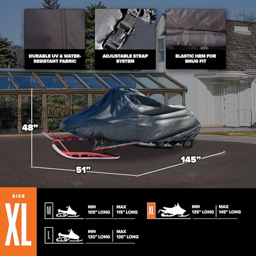 Budge Sportsman Waterproof Snowmobile Cover 145" XL Heavy Duty, All-Weather Protection