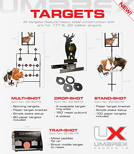 Multi-Shot Air Gun Spinning Target - Includes 80 Paper Targets - One Size
