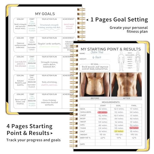 Fitness Workout Journal & Log Book - A5 Size, Black