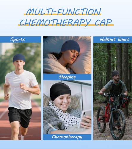 Hovyjumz Cotton Skull Cap Sleep Cap Beanie Helmet Liner Set A (Black, Dark Gray, Navy) for Men & Women