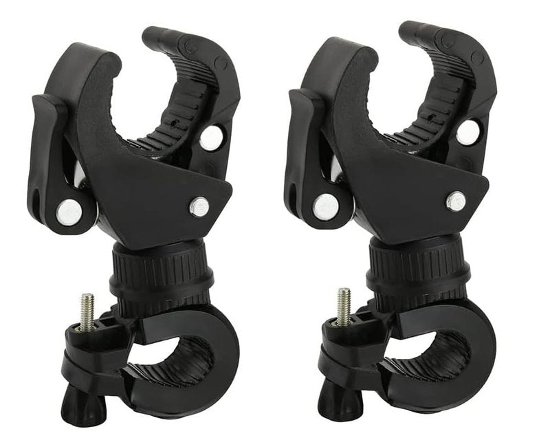 2 Pack Bicycle Flashlight Mount, 360 Degree Rotating Bike Light Mount, Universal Torch Clip for Mountain Bike and Bicycle LED Light Mount, Camera, GPS