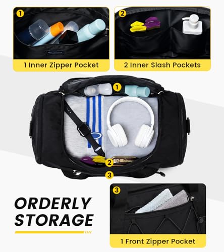 18-Inch Gym Duffel Bag with Shoe Compartment - 27L Water-Resistant