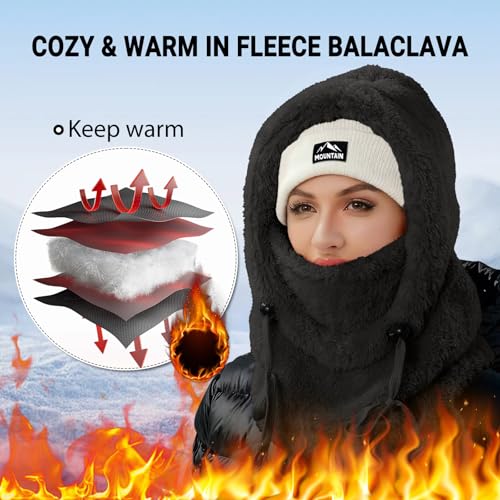 CAZYTOYZ Black Wind-Resistant Winter Ski Mask for Men & Women Fleece Face Cover