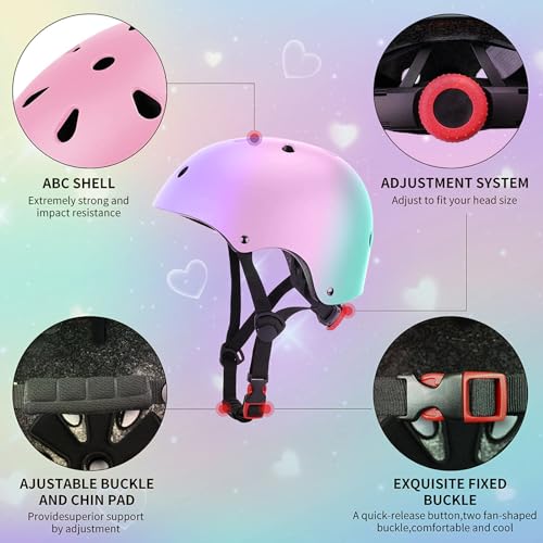 Kids Bike Helmet - Multi-Sport Protection for Ages 2-14 - Purple, Pink, Green