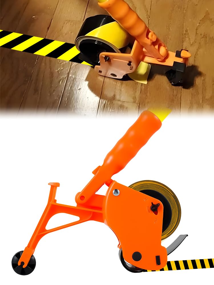 Heavy-Duty Floor Tape Applicator - Manual Push Tape Marking Tool for Driveway, Warehouse, Aisle & Sports Courts | Non-Slip Grip, Adjustable Pressure, Reusable Tape Roller (Includes 3 Refill Rolls)