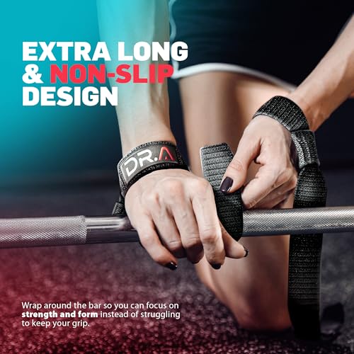 Wrist Wraps & Straps for Weightlifting - Black (Gym Strap Pair)
