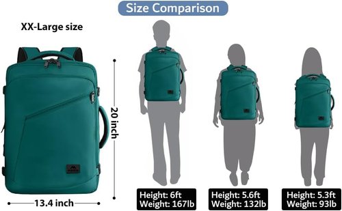 MATEIN Travel Backpack - Large Water-Resistant Carry-On | Expandable Lightweight Daypack in Peacock Blue