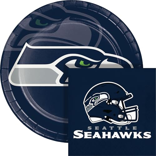 Seattle Seahawks Paper Plate and Napkin Party Kit - Serves 24