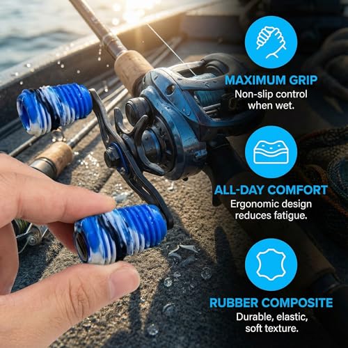 9-Pack Non-Slip Fishing Reel Handle Grip Covers - Camouflage
