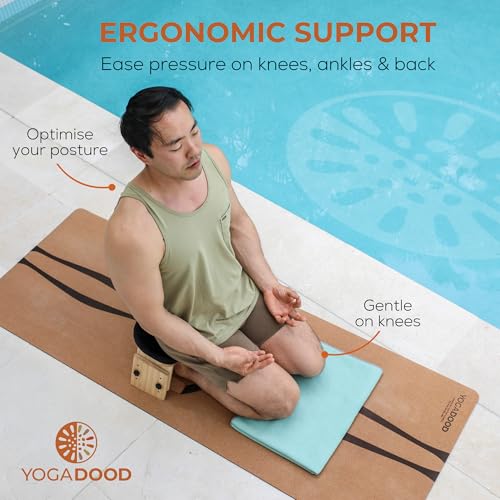 Adjustable Meditation Bench - 3 Height Settings, Bamboo & Cushioned Seat