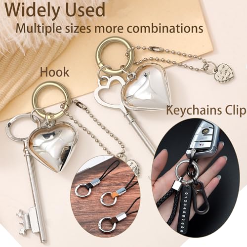 16PCS Keyring Alternative Metal Spring O Ring Set, Mixed Sizes Round