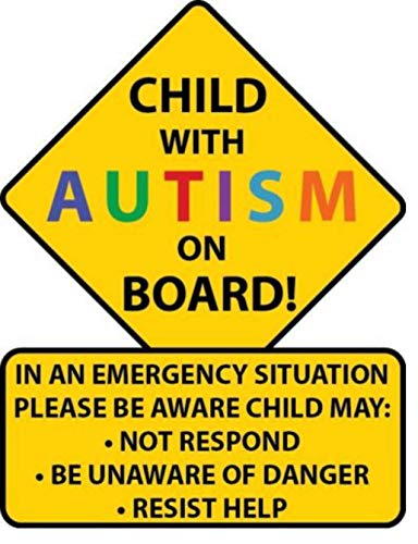 Child with Autism On Board Sticker Set - 2 Pack, 5 Inch Vinyl Decals