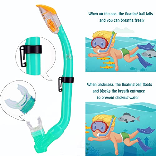 Kids Snorkeling Set with Mask, Snorkel & Adjustable Fins - Green Water