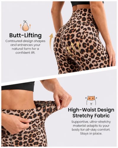 High Waisted Leggings for Women - Tummy Control, Soft Lounge Gym Pants - 26" Inseam, Large-X-Large, A-Wild Cheetah
