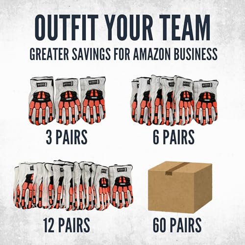 Cestus 3219, Goatskin Leather Impact Gloves, ANSI Cut A5, Heavy Duty Work Gloves for Construction Oilfield Demolition