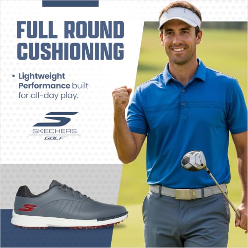 Men's Waterproof Golf Shoes - Gray/Red, 12 Wide