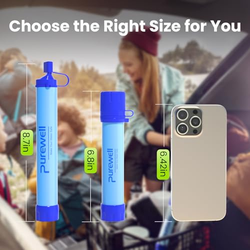 Purewell 4-Pack Water Filter Straws for Camping Hiking Survival Emergency Gear