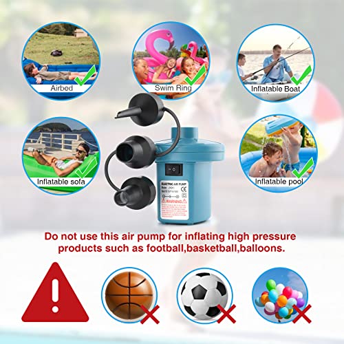 Bestrip Blue Electric Air Pump for Inflatables, Air Mattress, Pool Floats