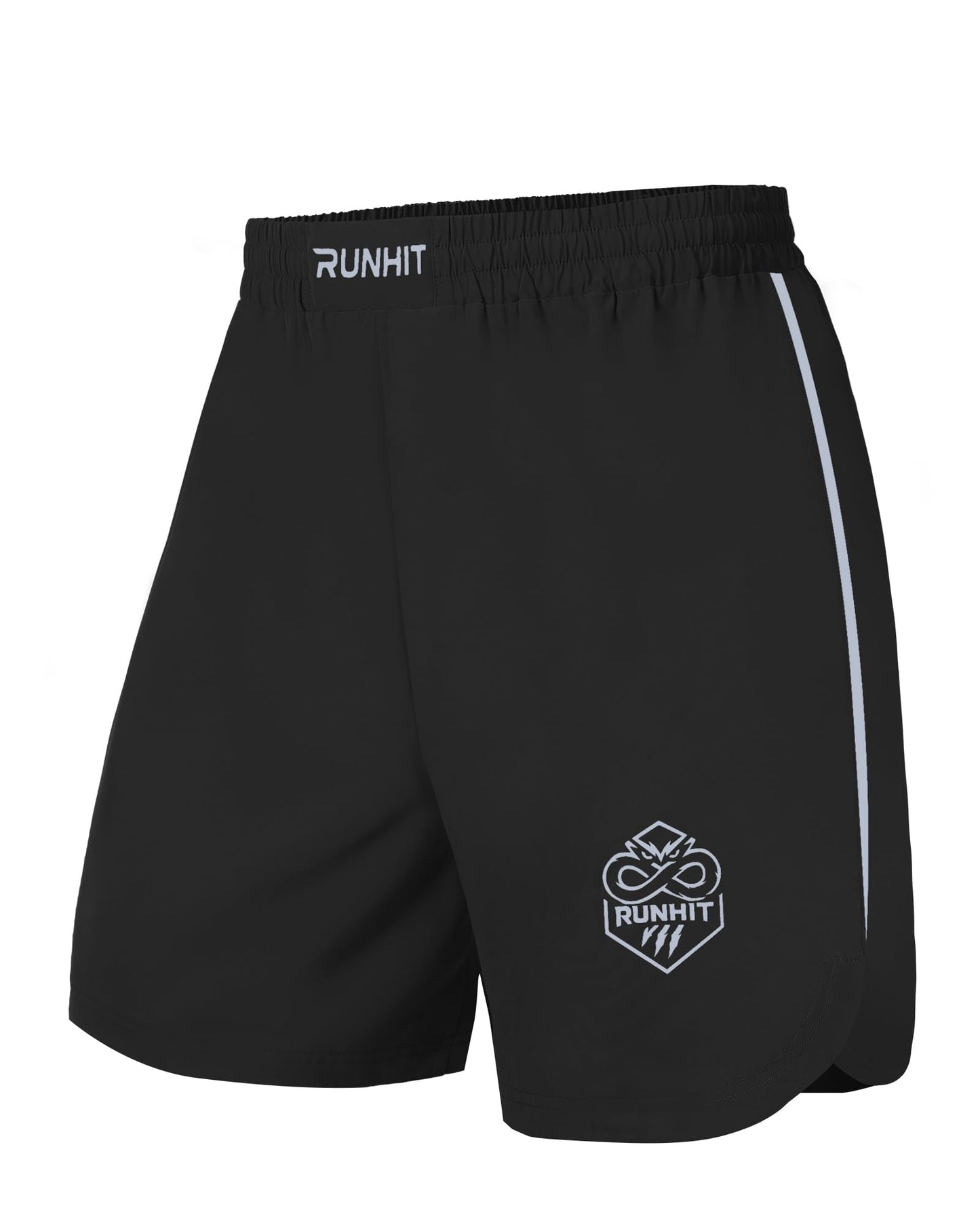 Runhit Kids Muay Thai MMA BJJ Shorts, Youth Boys Breathable No Gi Grappling Shorts for Wrestling Boxing, Jiu Jitsu, Training, Fight, Kickboxing Black M