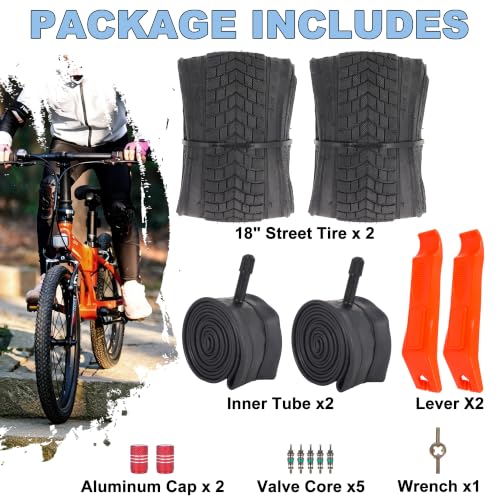 RUHUO 18x2.125 Bike Tire & Tube Set - 18 Inch Kids BMX Folding Bike