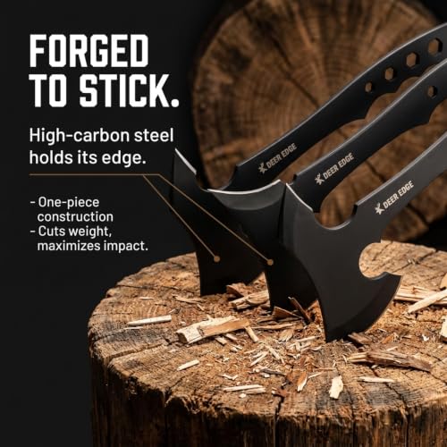 Deer Edge Black Throwing Axe Set 6 Pack, 11.5" Full Tang Hatchets for Target Practice & Competition - Blank Black Variation