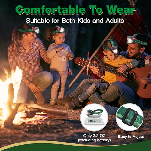 Dinosaur Headlamp for Kids - LED Flashlight with Roaring Sound - Green