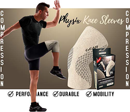Physix Gear Knee Compression Sleeve for Men & Women - Best Brace