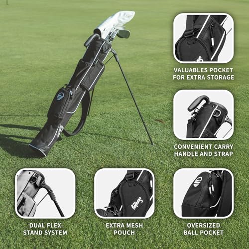 Lightweight Sunday Golf Bag with Stand - Black