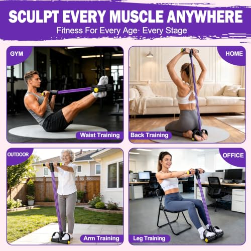 Wysperix Black-Purple 6-Tube Resistance Bands with Handles for Full-Body Workout